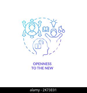 Openness to new blue gradient concept icon Stock Vector