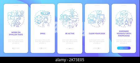 Boost self confidence at work blue gradient onboarding mobile app screen Stock Vector