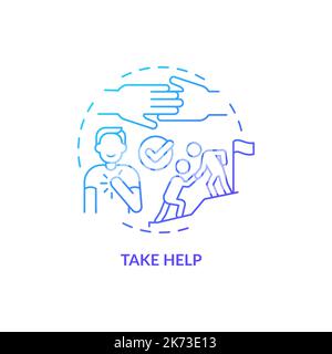 Take help blue gradient concept icon Stock Vector