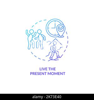 Live present moment blue gradient concept icon Stock Vector