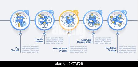 Managing small business finances tips circle infographic template Stock Vector