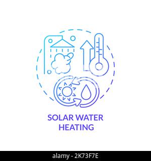Solar water heating blue gradient concept icon Stock Vector
