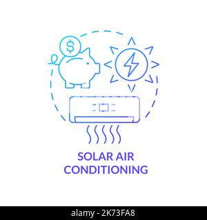 Solar air conditioning blue gradient concept icon Stock Vector