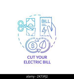 Cut your electric bill blue gradient concept icon Stock Vector