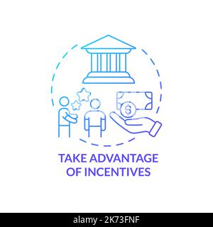 Take advantage of incentives blue gradient concept icon Stock Vector