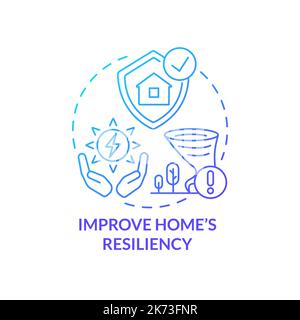 Improve home resiliency during power outages blue gradient concept icon Stock Vector