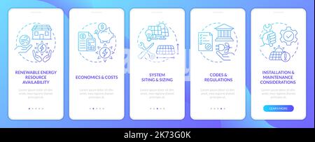 Choosing right alternative power blue gradient onboarding mobile app screen Stock Vector
