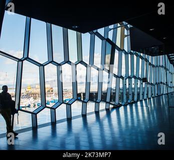Interior Details of the Harpa Concert Hall in Reykjavik, Iceland Stock Photo