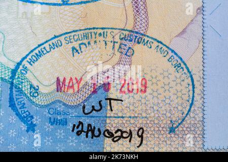 Us passport page admitted hi res stock photography and images Alamy