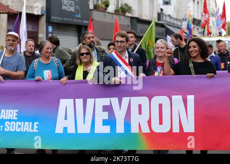 Paris, France, 16/10/2022. March against Expensive Living and Climate Inaction, NUPES. Pierre Galan/Alamy Live News Stock Photo