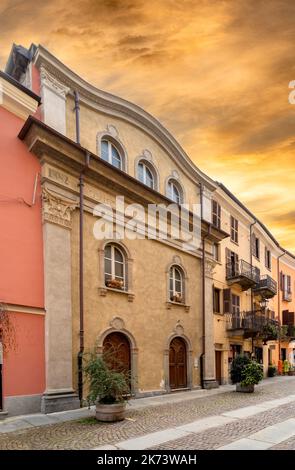 Cuneo, Piedmont, Italy - October 14, 2022: Synagogue of Cuneo (17th-19th century) in Contrada Mondovì, ancient street of the district in the historic Stock Photo