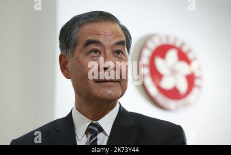 Former Hong Kong Chief Executive Leung Chun-ying is interviewed by the Post via zoom meeting at Office of Former Chief Executives of the HKSAR, Mid-Levels. 27JUN22 SCMP / Nora Tam Stock Photo