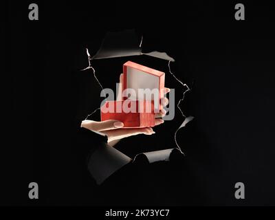 holiday present black friday night sale gift box Stock Photo