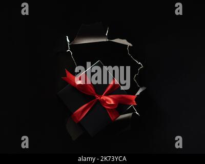 black friday sale holiday present gift box dark Stock Photo