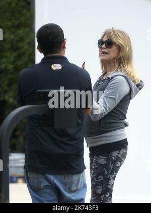 Goldie Hawn and Kurt Russell check up on their new house construction