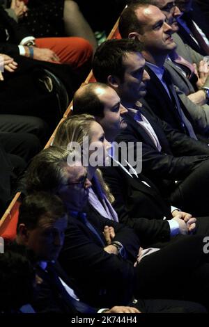 Marine Le Pen delivers a speech during the Front National political rally and start of her presidential campaign in Lyon, France, 05 February 2017. Stock Photo