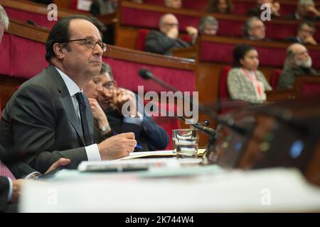 @ Pool/ Blondet Eliot/Maxppp, France, Paris, 2017/02/14 French President Francois Hollande during the outstanding plenary of the registration of French Conseil economique, social et environnemental (CESE - Economic, Social and Environmental Council) as part of the French constitution, on February 14, 2017 at the CESE in Paris, France  Stock Photo