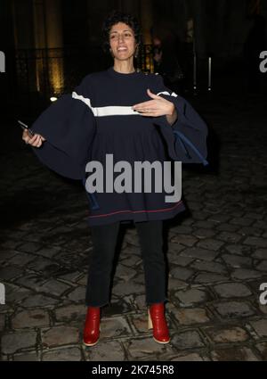 A guest arrives to attendSonia Rykiel Pret a Porter fashion show on 4 of March 2017 in Paris, France.  Stock Photo