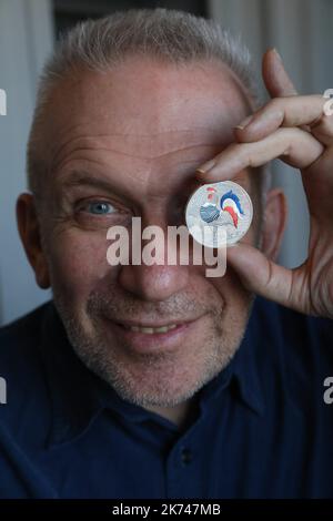 French diesgner Jean Paul Gaultier has created the new coins for Monnaie de Paris, Paris, France, March 16th 2017. Stock Photo