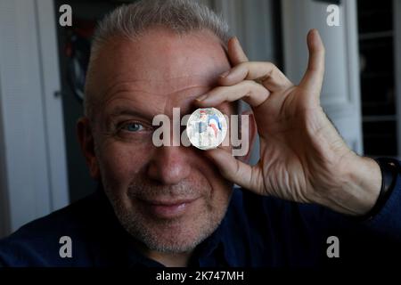 French diesgner Jean Paul Gaultier has created the new coins for Monnaie de Paris, Paris, France, March 16th 2017. Stock Photo