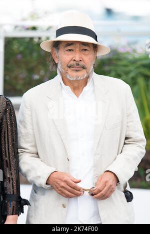 Misuzu Kanno, Ayame Misaki and Tatsuya Fuji attend the 'Hikari (Radiance)' photocall during the 70th annual Cannes Film Festival at Palais des Festivals  Stock Photo