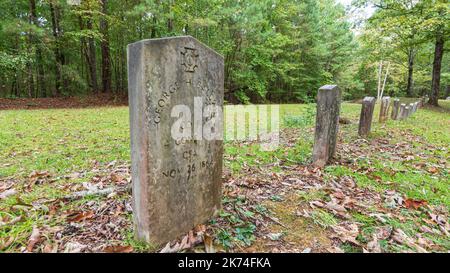 Calera, Alabama, USA-Sept. 30, 2022: Grave stones for the Confederate dead at the Shelby Springs Confederate Cemetery. Stock Photo