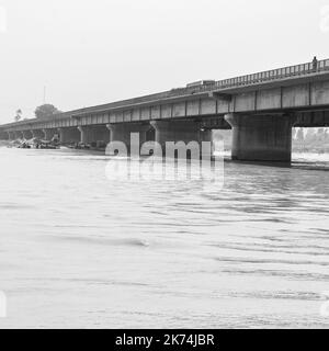Ganga as seen in Garh Mukteshwar, Uttar Pradesh, India, Ganga is believed to be the holiest river for Hindu, View of Garh Ganga Brij ghat which is fam Stock Photo