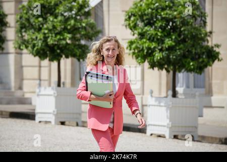 ©Thomas Padilla/MAXPPP -   22/06/2017 ; Paris FRANCE; SORTIE DU CONSEIL DES MINISTRES AU PALAIS DE L' ELYSEE. French Justice Minister Nicole Belloubet leaves the Elysee Palace in Paris after the first cabinet meeting of the French new government on June 22, 2017. Stock Photo