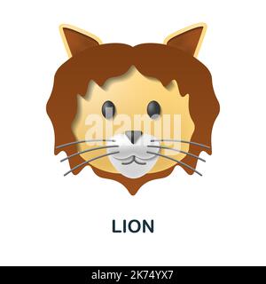 Lion icon. 3d illustration from animal head collection. Creative Lion 3d icon for web design, templates, infographics and more Stock Vector