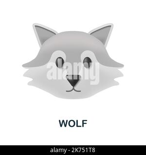 Wolf icon. 3d illustration from animal head collection. Creative Wolf 3d icon for web design, templates, infographics and more Stock Vector