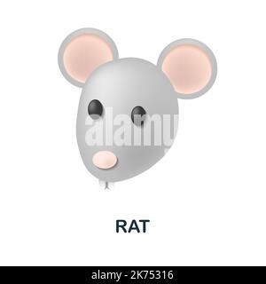 Rat icon. 3d illustration from animal head collection. Creative Rat 3d icon for web design, templates, infographics and more Stock Vector