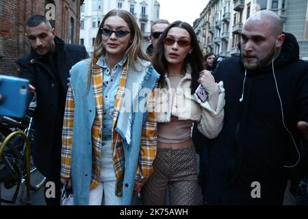 Gigi and Bella Hadid Do '90s Street Style at Milan Fashion Week