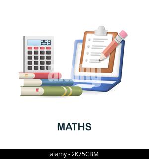 Maths icon. 3d illustration from back to school collection. Creative Maths 3d icon for web design, templates, infographics and more Stock Vector