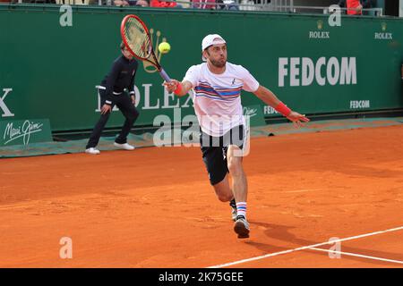 Paolo Lorenzi of Italy during the Monte Carlo Rolex Masters on April 16, 2018. Stock Photo