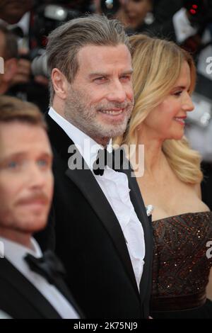 Kelly Preston and John Travolta attending the Solo: A Star Wars Story Premiere as part of the 71st annual Cannes Film Festival in Cannes, France, May 2018. Stock Photo