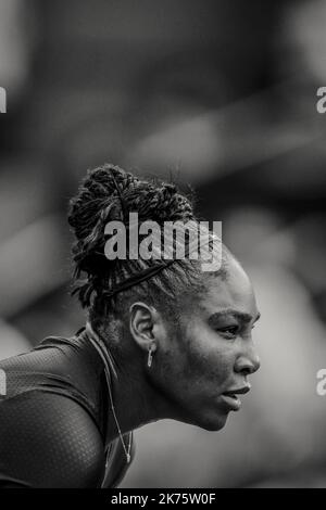 Serena Williams of the US reacts against Australia's Ashleigh Barty during their women's singles second round match on day five of The Roland Garros 2018 French Open tennis tournament in Paris, France. 31.05.2018 Stock Photo