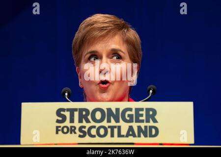 SNP Conference 2022, Aberdeen. Keynote speech by First Minister Nicola Sturgeon Stock Photo