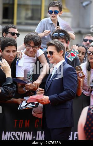 Tom Cruise during the Mission Impossible Premiere in Paris, France on July 12, 2018. Stock Photo