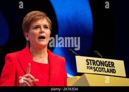 SNP Conference 2022, Aberdeen. Keynote speech by First Minister Nicola Sturgeon Stock Photo