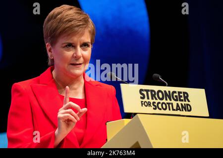 SNP Conference 2022, Aberdeen. Keynote speech by First Minister Nicola Sturgeon Stock Photo