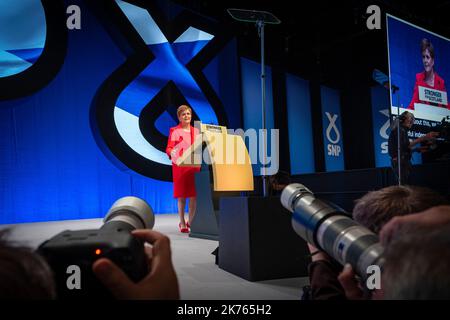 SNP Conference 2022, Aberdeen. Keynote speech by First Minister Nicola Sturgeon Stock Photo