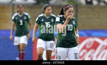 ©PHOTOPQR/OUEST FRANCE ; Football. Coupe du Monde FIFA U-20 féminines. Angleterre / Mexique . Déception de Katty Martinez et des Mexiacaines -   the FIFA U-20 Women's World Cup England vs Mexico Stock Photo