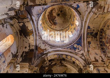 ANI, TURKEY - JULY 18, 2019: Frescoes of the Church of St Gregory of Tigran Honents in the ancient city Ani, Turkey Stock Photo