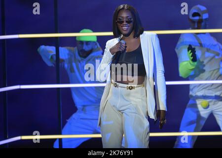 Aya Danioko aka Aya Nakamura  during the 34th Victoires de la Musique at La Seine Musicale on February 08, 2019 in Boulogne Billancourt, France Stock Photo