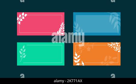 Elegant frames with hand drawn silhouettes of twigs for prints, copy space for your text. Simple romantic templates in trendy seasonal color scheme. M Stock Vector