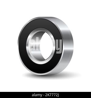 Metal ball bearing isolated on white background. 3d realistic vector illustration. Stock Vector