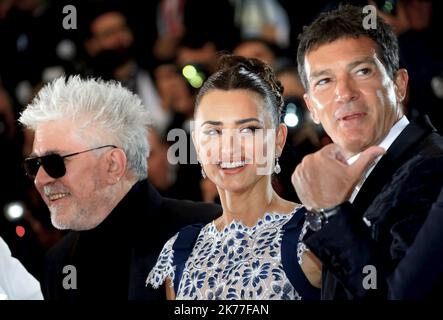 Penelope Cruz and Spanish actor Antonio Banderas attending the Pain and Glory Premiere as part of the 72nd Cannes Film Festival Stock Photo
