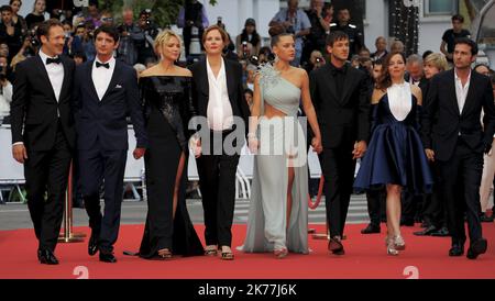 ©PHOTOPQR/NICE MATIN ; (FromL) French actor Paul Hamy, French-Canadian actor Niels Schneider, Belgian actress Virginie Efira, French film director Justine Triet, French actress Adele Exarchopoulos, French actor Gaspard Ulliel and French actress Laure Calamy arrive for the screening of the film 'Sibyl' at the 72nd edition of the Cannes Film Festival in Cannes, southern France, on May 24, 2019.   72nd annual Cannes Film Festival in Cannes, France, May 2019. The film festival will run from 14 to 25 May.  ©P LAPOIRIE Stock Photo
