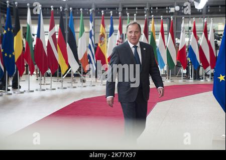 Swedish Prime Minister Stefan Lofven arrives at the European summit on 20 June 2019. Stock Photo