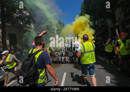 Yellow jacket protest in Roubaix, France Stock Photo